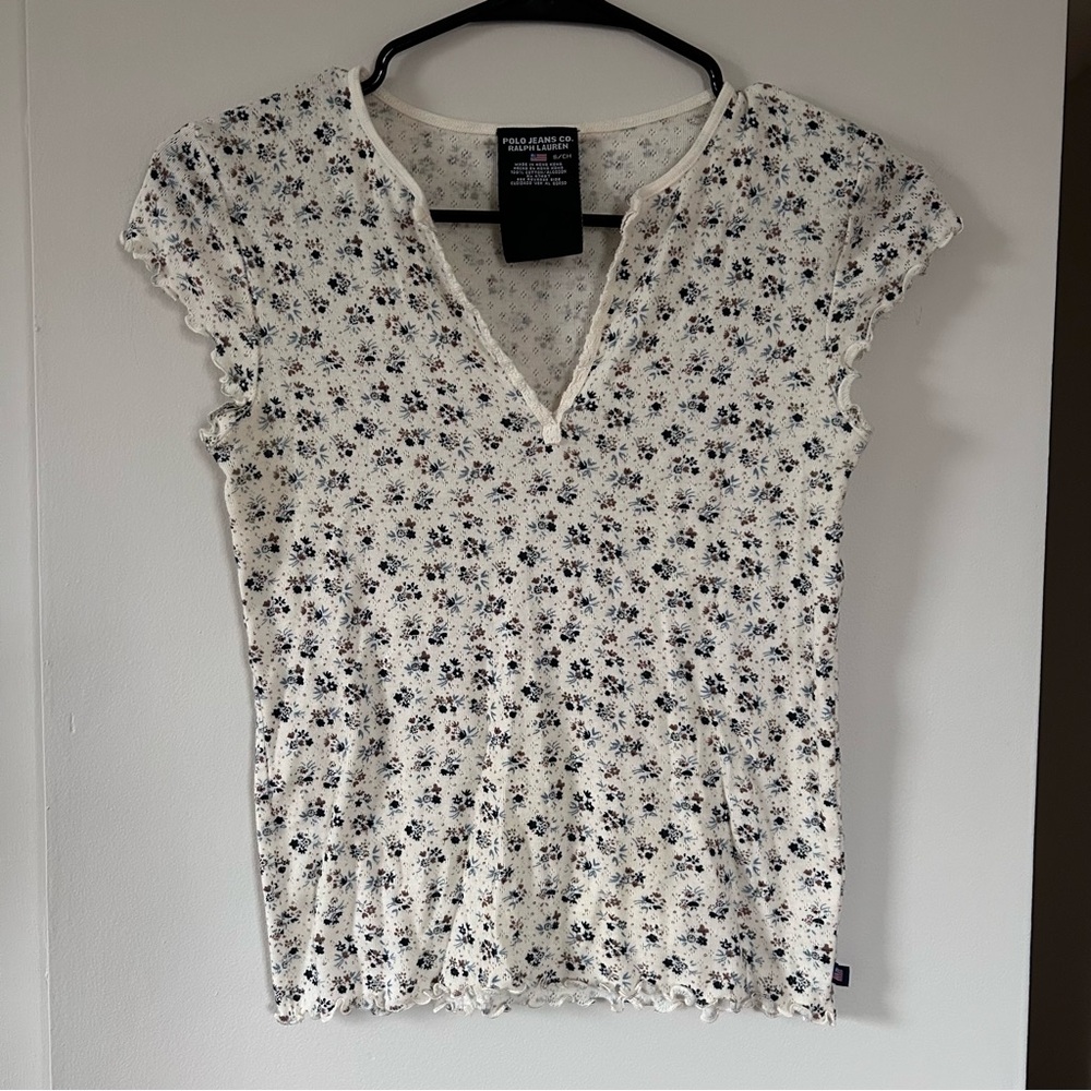 Polo Ralph Lauren White Floral Short Sleeve Top